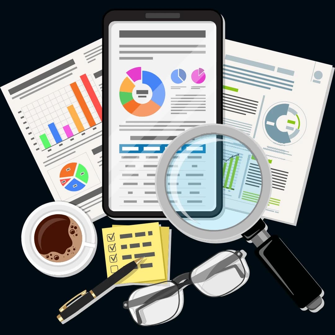 Open book on a desk with marketing notes and a calculator